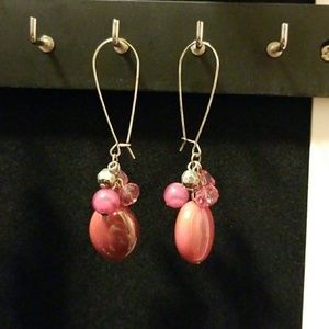 BOGO Silver and pink beaded earrings